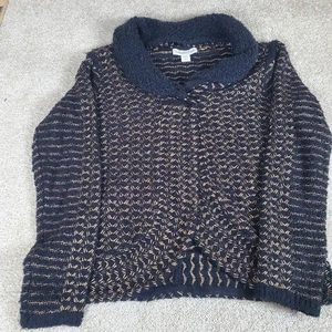 Coldwater Creek Women's Cardigan Sweater Med 10-12 Black/Gold Detachable Collar - Picture 1 of 17