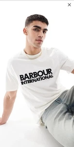 Barbour T-shirt men's Premium Embroidered Logo Whisper White Size XL  - Picture 1 of 5