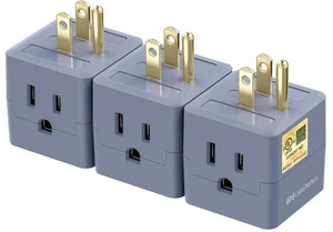 "Cable Matters 3 Outlet Wall Adapter 3-Prong Cube Tap Splitter UL Listed 3 Pack - Picture 1 of 3