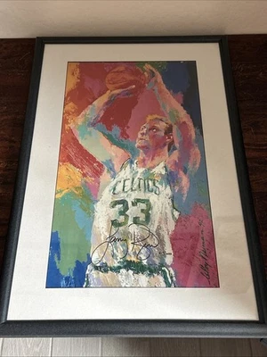 Larry Bird 33 para 3 Colección Original Leroy Neiman Firmado a Mano/1033 Enmarcado Foto 1 de 4