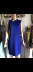 Woman’s Dress Design By Calvin Klein Size 8 With Gold Metal Collar Accents - Picture 1 of 12