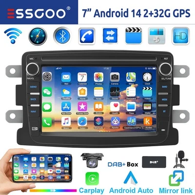 Autoradio DAB+ Android 14 Carplay GPS Navi +Kam Für Renault Dacia Duster Dokker - Bild 1 von 4