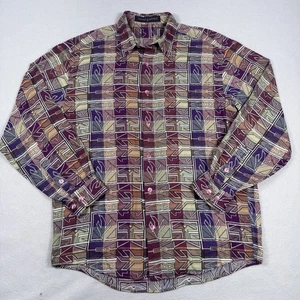 Vtg Jhane Barnes Shirt Mens M Southwestern Aztec Purple Red Green 90s Colorful - Picture 1 of 7