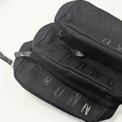 Lote de 3 bolsas cosméticas de maquiagem marrom preta Bobbi #02 - Imagem 1 de 4