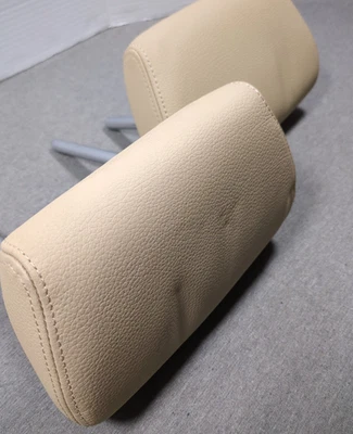 2015 BMW 328i Rear Left & Right Adjustable Headrest Set Tan Beige Leather READ - Изображение 1 из 4