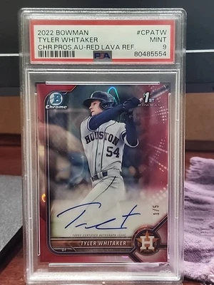 2022 Tyler Whitaker Bowman Chrome Prospects Auto Red Lava Refractor /5 PSA 10 - Image 1 of 2