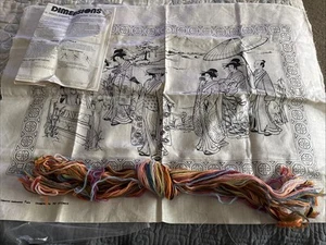Vtg 1979 Dimensions Crewel Oriental Afternoon Zitomer 30”x20” Wool Embroidery - Picture 1 of 5