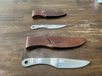 2 Gil Hibben Throwing Knives UC454 + UC455 Sheaths Included Very Clean - Image 1 of 4