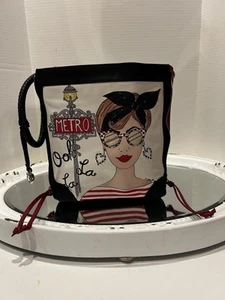 Brighton Paris Ooh La La Metro Purse Black Red Summer - Picture 1 of 19