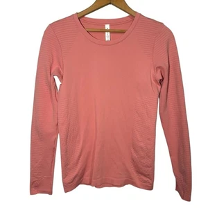 ATHLETA | Women's Conch Pink Flurry Blizzard Seamless Rib Long Sleeve Top size M - Picture 1 of 13