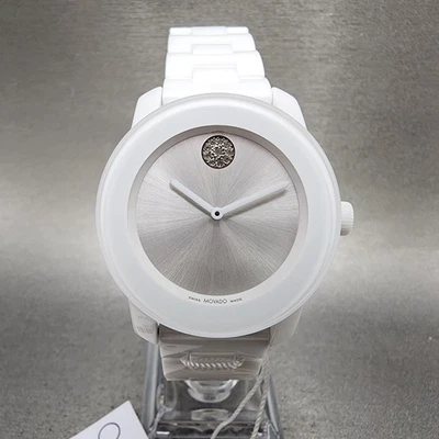 Movado Bold Watch Women 36mm White Dial White Ceramic Crystal Accent New Battery - Image 1 of 4