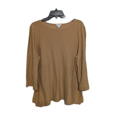 J. Jill Sweater Womens XL Petite Mustard Long Sleeve  Knit Cotton Linen - Image 1 of 4