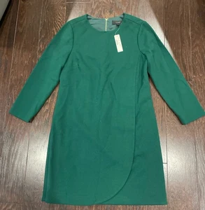 J. Crew Emerald Green Overlapped Shift Dress Women Size 6 Holiday Classic NEW - Picture 1 of 10