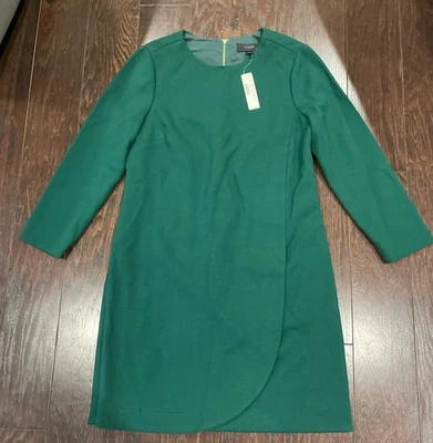 J. Vestido recto superpuesto verde esmeralda Crew para mujer talla 6 clásico navideño NUEVO Foto 1 de 4
