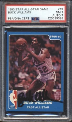 Autógrafo Star All-Star Game 1983 Buck Williams RC firmado PSA 7 PSA/DNA automático 7 Foto 1 de 2