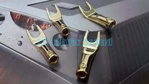 4x conector HIFI enchufe de audio Y4 cable altavoz pala chapada en oro - Imagen 1 de 2