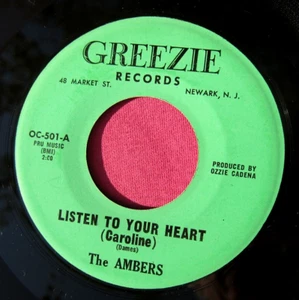 THE AMBERS - Listen to Your Heart Caroline - Near Mint 45 rpm - Greezie 501 - Picture 1 of 2