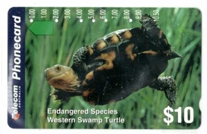 ┥ 1994 Telecom Amenazed Species Western Swamp Turtle $10 usada 🙂  - Imagen 1 de 2