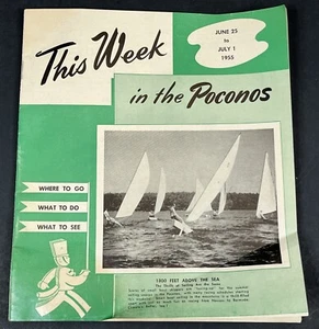 Vintage 1955 Diese Woche in den Poconos Prospekt Reiseführer Karte Werbung 50er - Bild 1 von 17