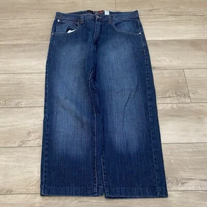 Vintage Y2K Lot 29 Superman Embroidered Denim Jeans Skater Grunge Size 36x26 DC - Picture 1 of 6