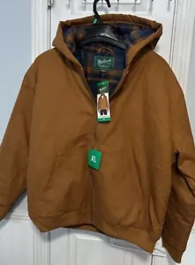 Giacca Woolrich marrone cotone vestibilità classica tela uomo abbigliamento da lavoro felpa con cappuccio nuova con etichetta - Foto 1 di 9