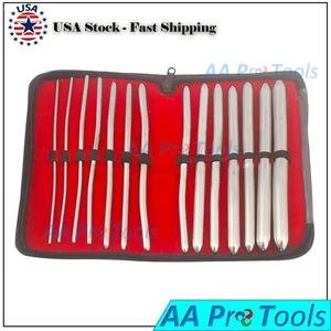 Premium set of 14 Hegar Dilator Set Uterine Diagnostic Surgical Sounds - Picture 1 of 3