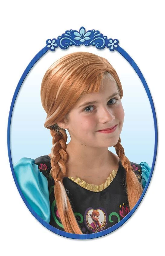 Frozen Anna Wig Girls Plait Fairy Tale Disney Princess Fancy Dress Costume