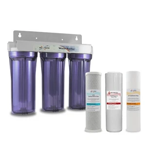 3 Stages 10"x 2.5" 3/4" Port Whole House Iron Manganese Max Water System Filter - Picture 1 of 4