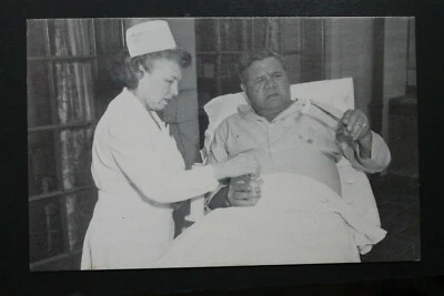 Babe Ruth in Hospital #4 New York Yankees 3x5 Unsigned 1985 TCMA Postcard  - Image 1 of 2