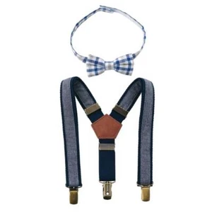 Mud Pie Easter Chambray Bow Tie and Suspender Set - Picture 1 of 3