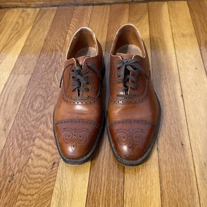 Scarpe Allen Edmonds Banff marrone pelle punta berretto abito brogue Oxford da uomo 7D - Foto 1 di 13