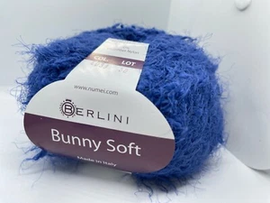 Berlini Bunny Soft Yarn #4030 True Blue 50g 98y Puffy Long Short Eyelash - Picture 1 of 6