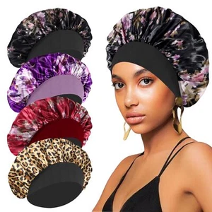 4 Pack Silk Bonnet Hair Wrap Sleeping Satin Bonnet for Women Curly Natural Hair - Picture 1 of 7