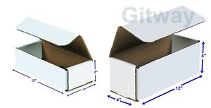COMBO Lot 50 Boxes of 12x4x4 and 50 Boxes of 12x4x2 White Cardboard  Mailing Box