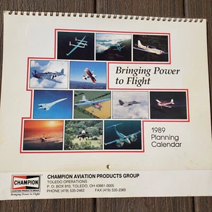 Champion Spark 1989 Advertising Calendar AVIATION F18 Apache Condore Toledo Ohio - Picture 1 of 4