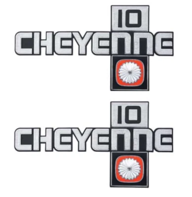 OER Front Fender "Cheyenne 10" Emblem Set For 1981-1987 Chevy Pickup Trucks - Image 1 of 4
