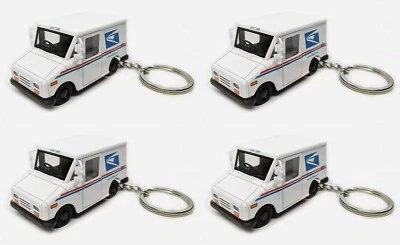 Set of 4 - 2.5'' USPS LLV Postal Service Mail Delivery Truck 1:72 Keychain - Image 1 of 4