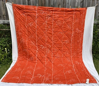 Edredón JC Penney Doble Edredón Floral Reversible 68 x 86 Naranja Blanco De Colección Foto 1 de 4