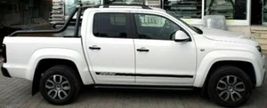 VW AMAROK 2010 2021 DUAL CAB ALUMINIUM ROOF RAILS AND CROSS BARS BLACK COLOUR - Picture 1 of 7