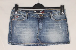 Y2K HOLLISTER Blue Denim DESTROYED Low-Rise 5-POCKETS Stretch MIN JEAN SKIRT 7 - Picture 1 of 5