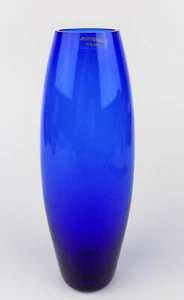 Vintage Cobalt Blue Art Glass Slim Hortensja Vase 7 3/4" Made in Poland - Picture 1 of 5