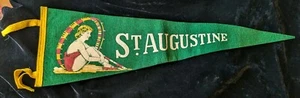 St Augustine Florida Vintage 1930s 1940s Pinup Girl Red Swim Suit  Green Pennant - Picture 1 of 6