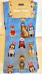 Envogue Patriotic July 4th DOGS  Kitchen Towel Set of THREE -  NWT - Picture 1 of 6