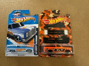 Hot Wheels Lot 2x 83 Chevy Silverado HW Racing Blue / Camouflage Series K99 - Picture 1 of 1
