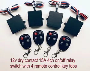 12v 4 individual channel 15A dry contact relay switch with 4 remote control - Picture 1 of 7