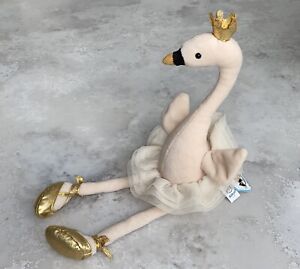 Jellycat Fancy Swan Bird Ballerina 15”/38cm Plush Beanie Toy Cream/Pink/Gold