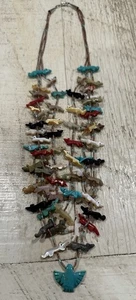 Zuni Vintage Triple Strand Heishi Animal Fetish Stone Carved Necklace - Picture 1 of 9