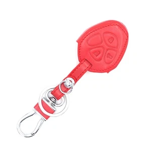 Red Leather For Toyota Scion Camry Corolla Matrix 3 Buttons Key Chain Cover Fob - Picture 1 of 4