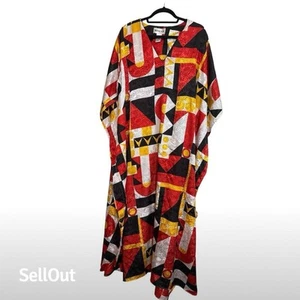 Winlar Women's Kaftan Maxi Dress Geometric African Print Multicolor - Picture 1 of 3