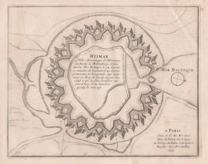 Wismar Mecklenburg-Vorpommern Copperplate Engraving De Fer 1697 - Picture 1 of 1